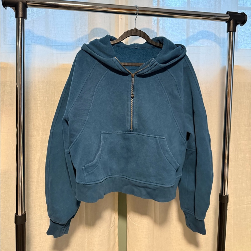 lululemon athletica Teal Blue Half-Zip Hoodie Sweatshirt